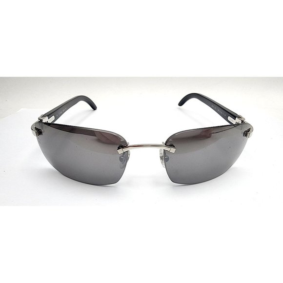 NEW! Cartier Buffalo Black/Grey-Silver Mirror Sunglasses - Picture 6 of 13